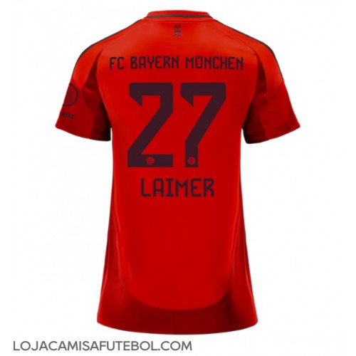 Camisa de Futebol Bayern Munich Konrad Laimer #27 Equipamento Principal Mulheres 2024-25 Manga Curta